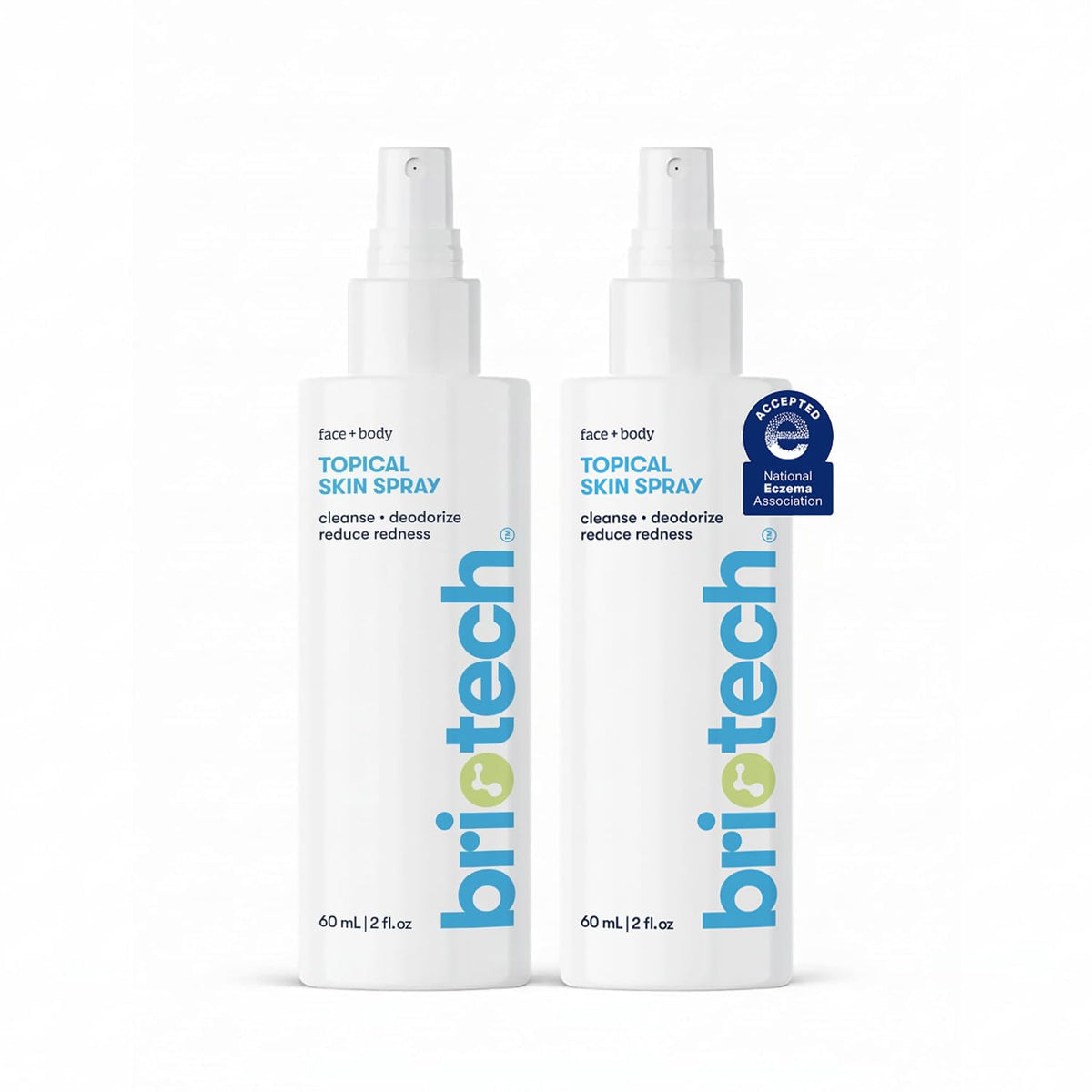 BRIOTECH front pack shot showing travel-size bottles and clear mist benefit