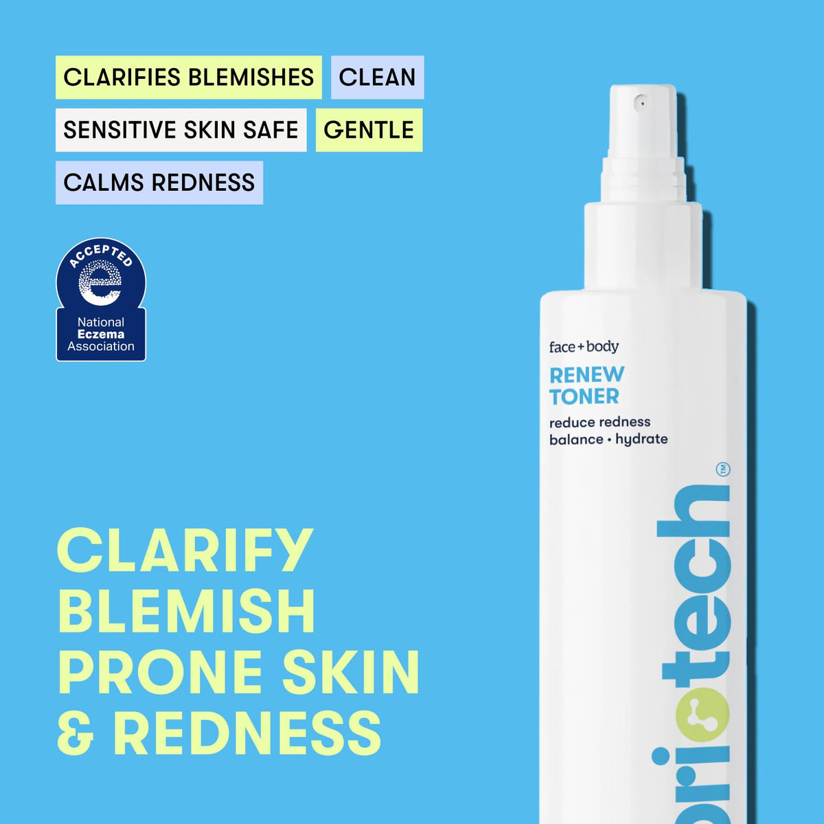 BRIOTECH spray mist close-up demonstrating fine HOCl mist that soothes skin