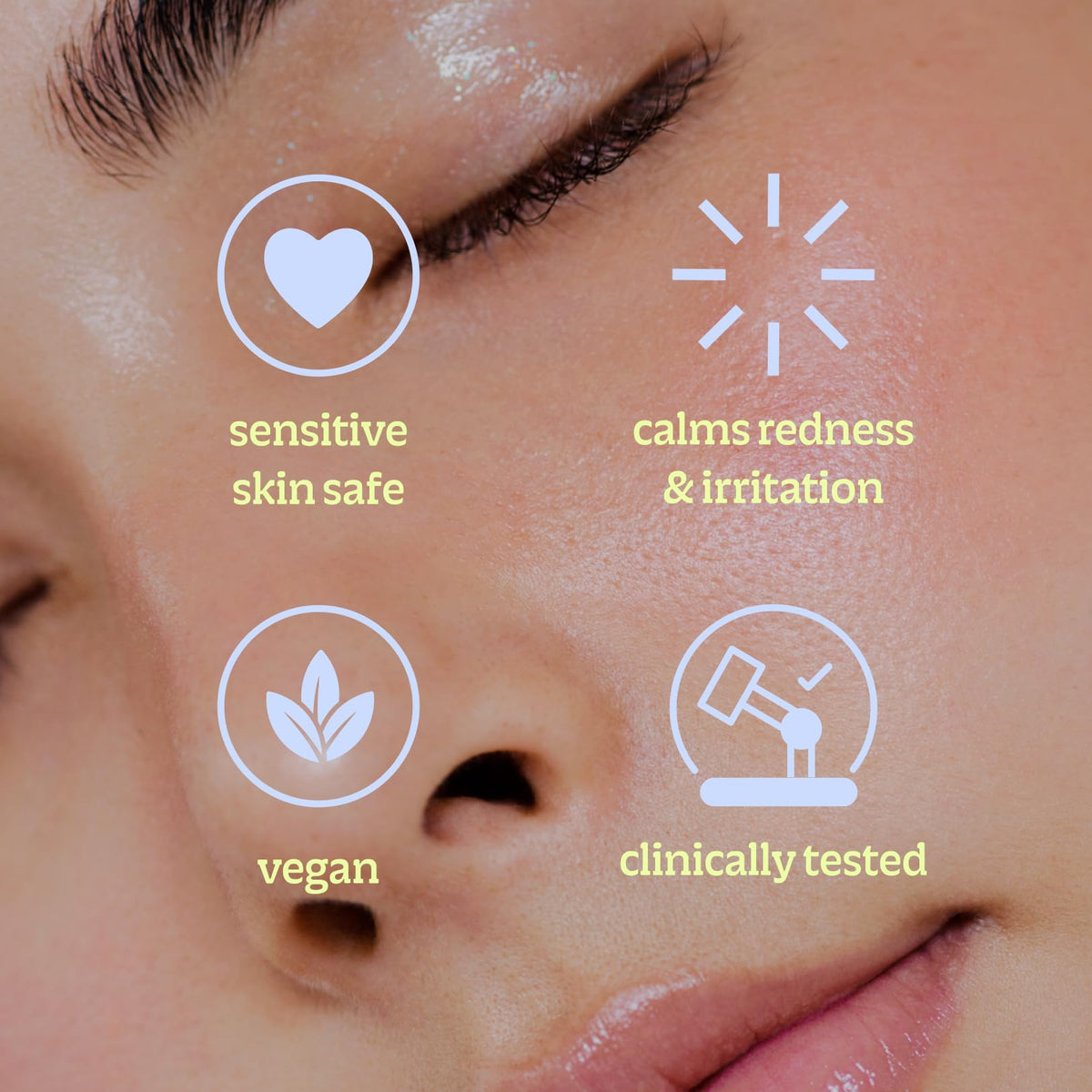 BRIOTECH clear droplet on fingertip showing lightweight formula that soothes and refreshes