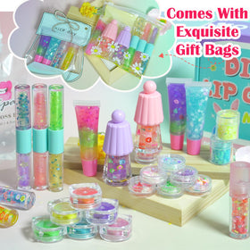BRIPATI finished lip glosses displayed on vanity as gift idea