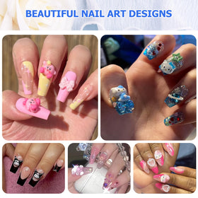 Briskbloom nail application in use with charm being placed and glued for durable decorative nails benefit