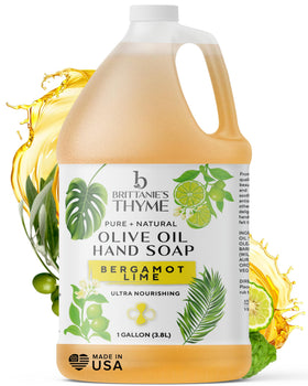 Brittanie's gallon bottle front label showing scent and refill benefit