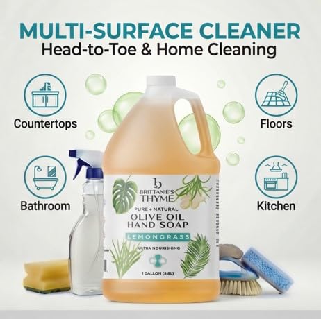 Brittanie's Thyme diluted in foaming pump for easy everyday handwashing