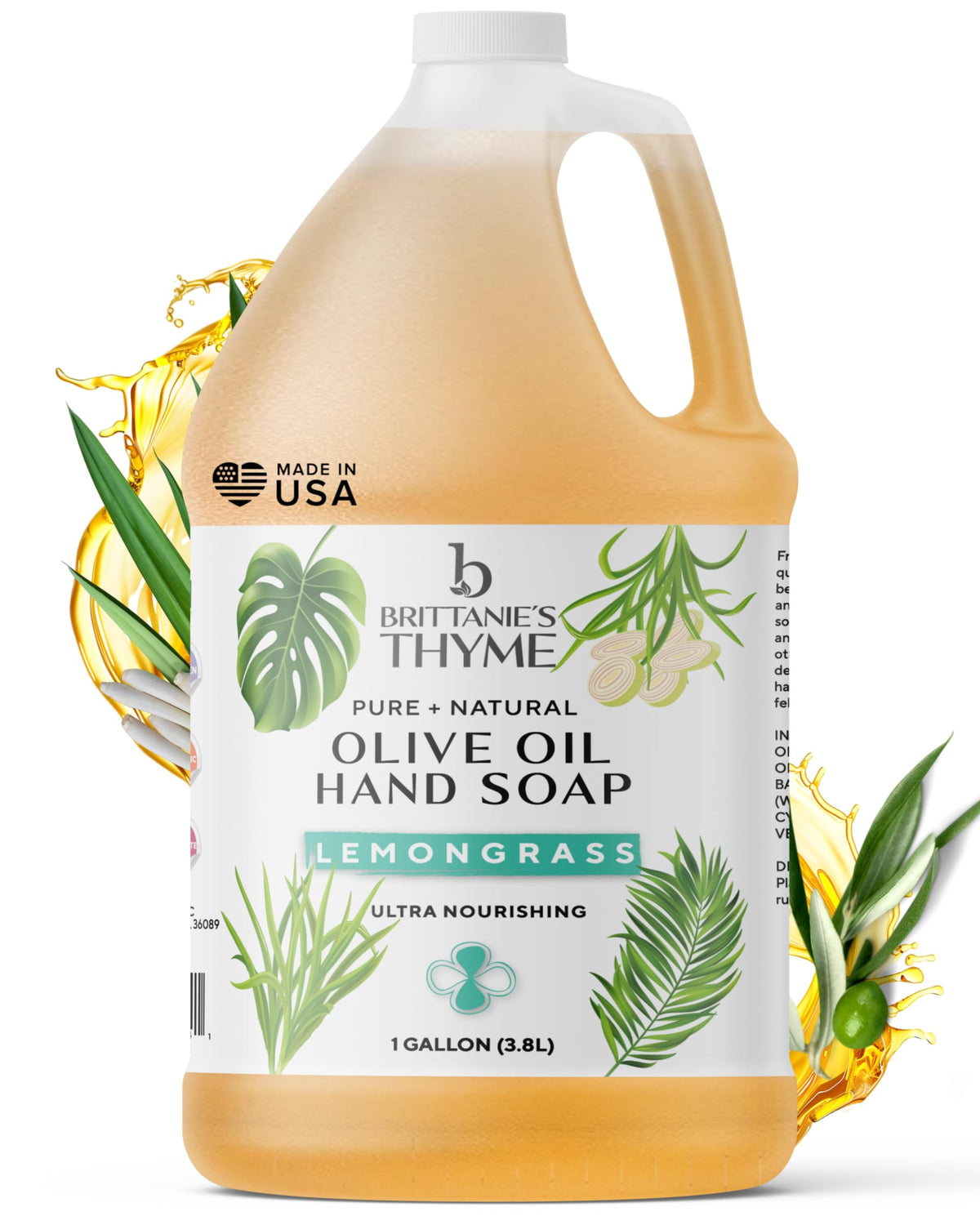 Brittanie's Thyme gallon jug front label shows product and fresh scent benefit