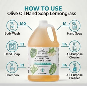 Brittanie's Thyme foamy soap in hand illustrating gentle cleansing benefit