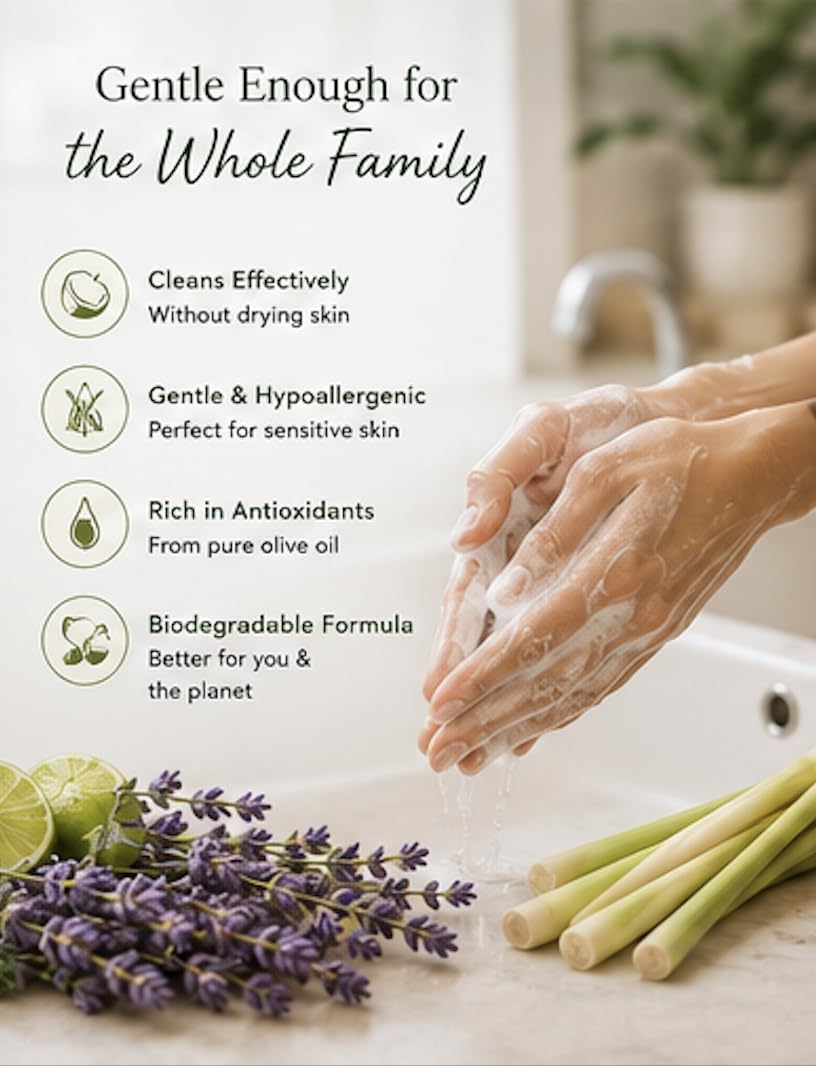 Brittanie's Thyme bottle on bathroom sink styled for daily hand and body use