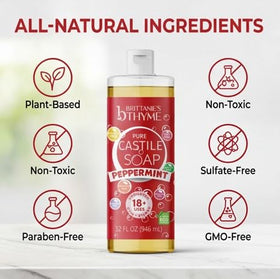 Brittanie's Thyme close-up label highlighting organic oils and ingredients