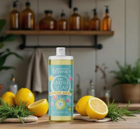 Brittanie's Thyme used to wash dishes in sink for eco-friendly cleaning