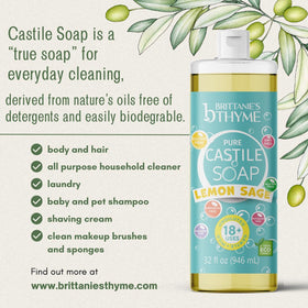 Brittanie's Thyme in shower being used as shampoo and gentle cleanser