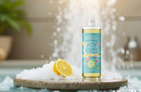 Brittanie's Thyme label close-up showing organic oils and ingredient benefits