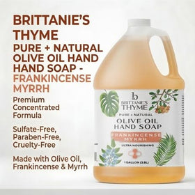 Brittanie's Thyme pouring action from gallon spout for easy refills
