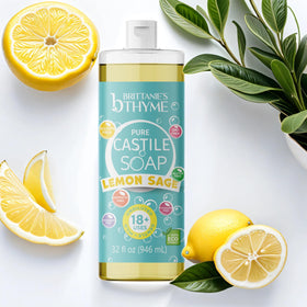Brittanie's Thyme pouring soap close-up showing silky texture and foam