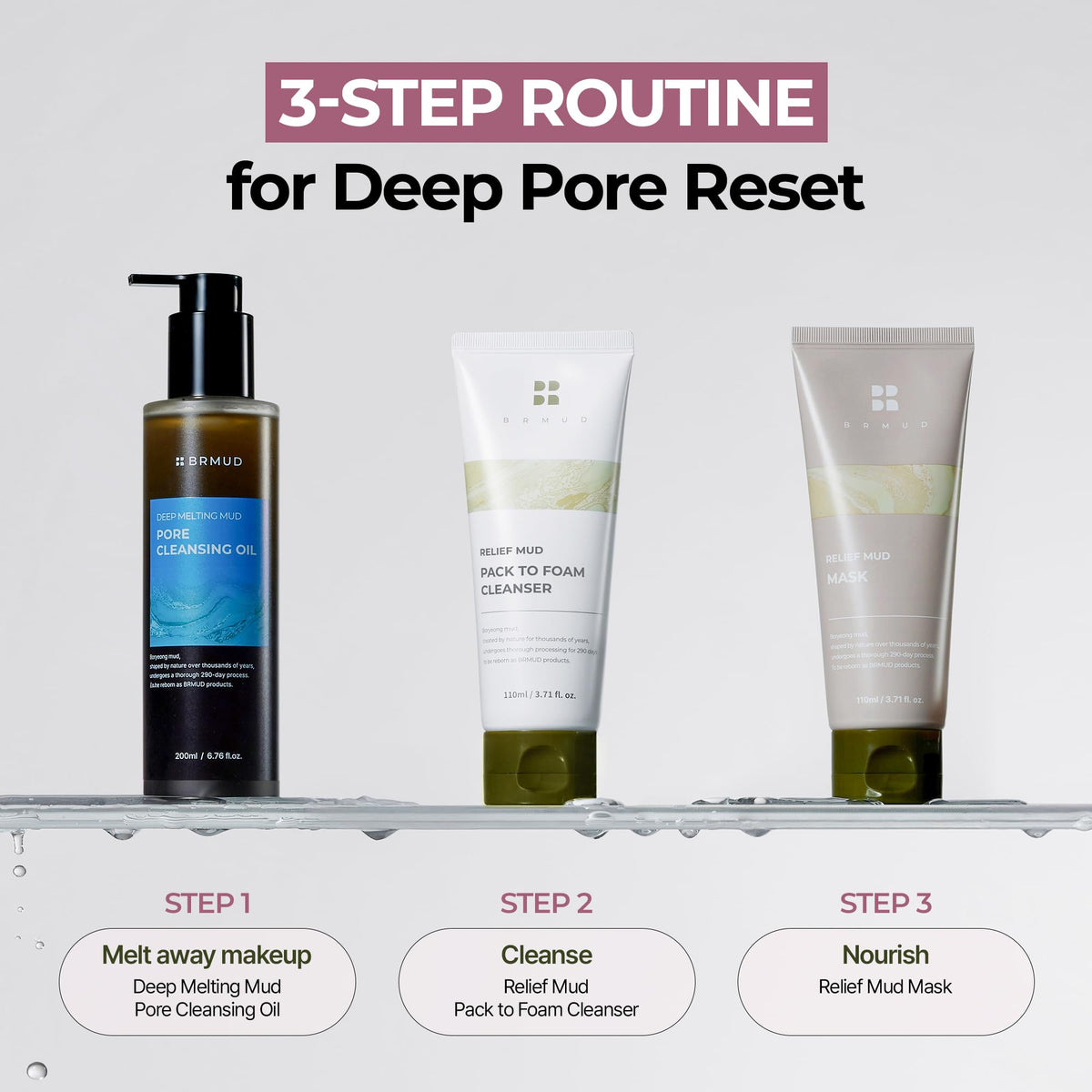 BRMUD in bathroom routine setting showing quick one-minute cleansing ritual