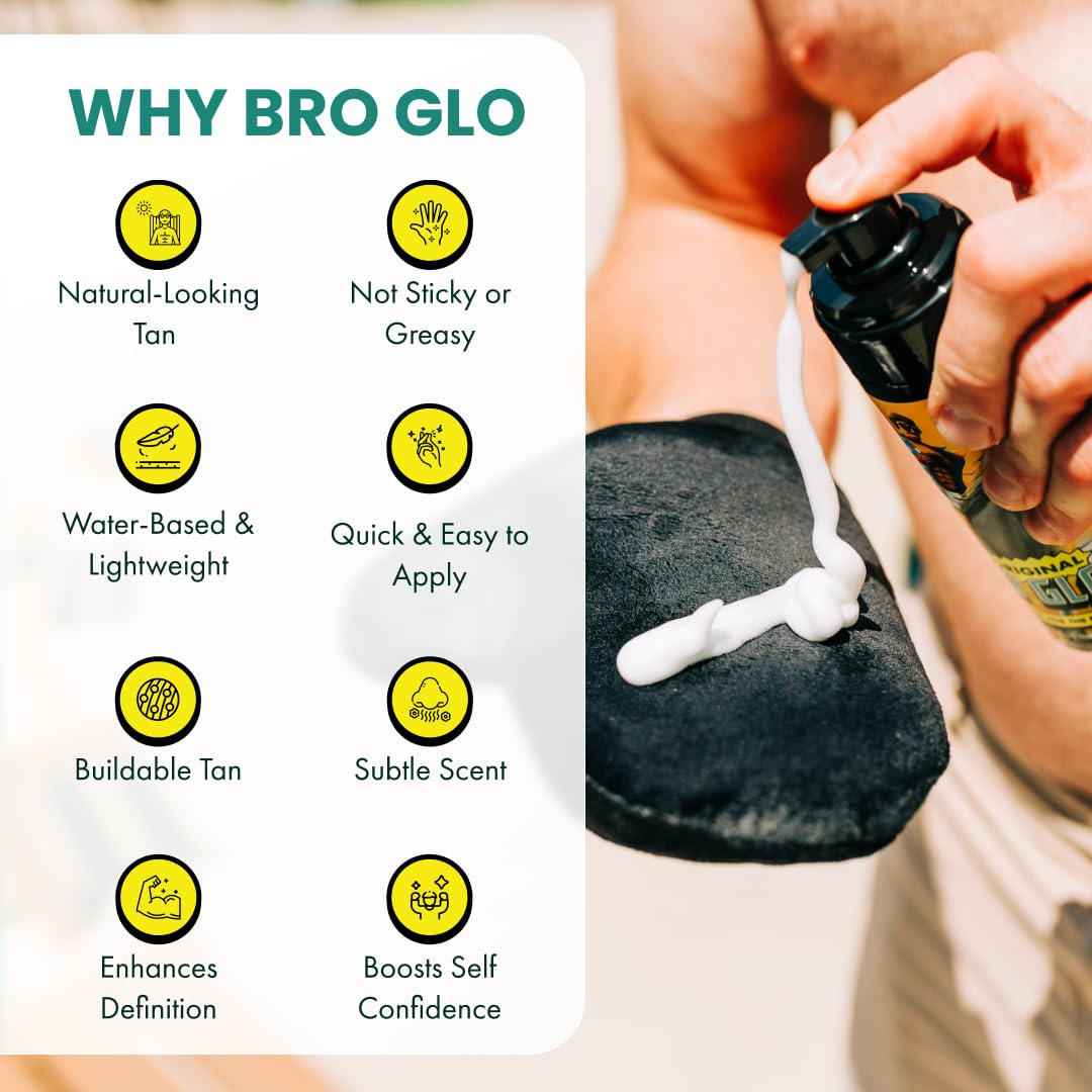bro glo applying foam with mitt for even blend and streak-free result