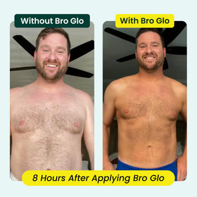 bro glo face application detail highlighting quick-dry finish and even coverage