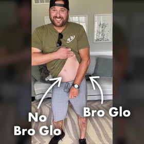 bro glo lifestyle image man confidently shirtless after use