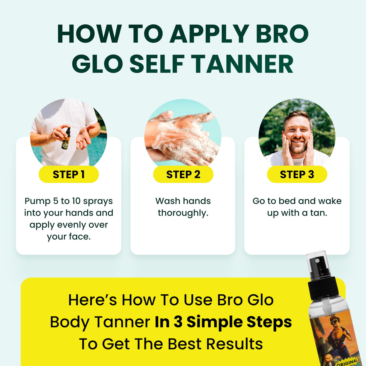 bro glo packaging label close-up showing water-based, oil-free benefits