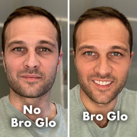 bro glo size and scale with bottle to show usable, travel-friendly volume