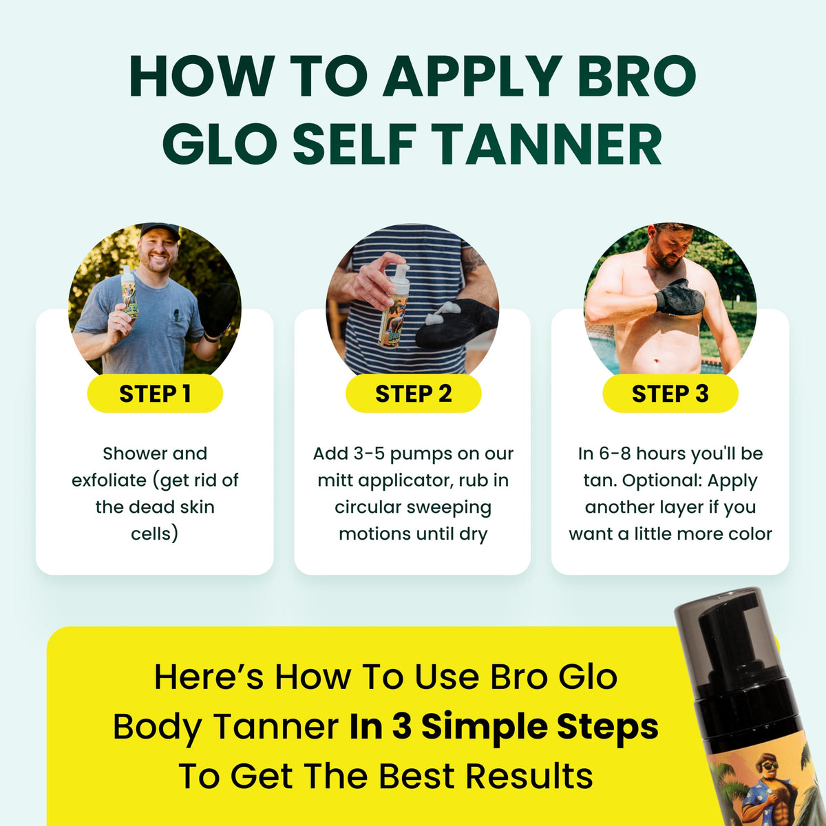 bro glo bottle in hand for scale and easy travel-friendly size