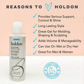 Hand holding Brocato Holdon jar to show scale and convenient 8.5 fl oz size