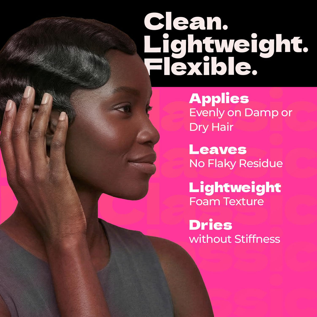 Bronner Bros close-up of foam texture illustrating lightweight, non-sticky feel