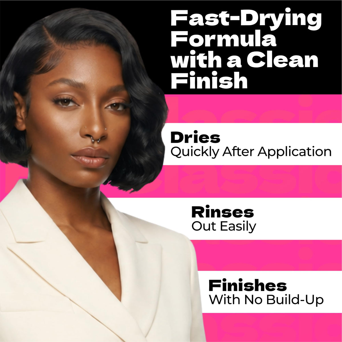 Bronner Bros mist demonstration on hair showing fast drying benefit