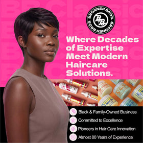 Bronner Bros finished roller set displaying shine and soft, polished results