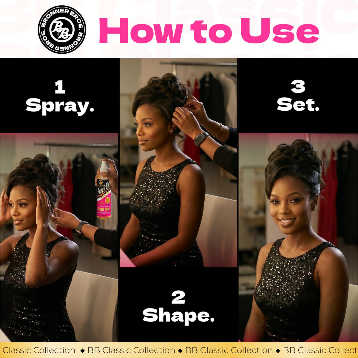 Bronner Bros finished sculpted hairstyle with polished shine