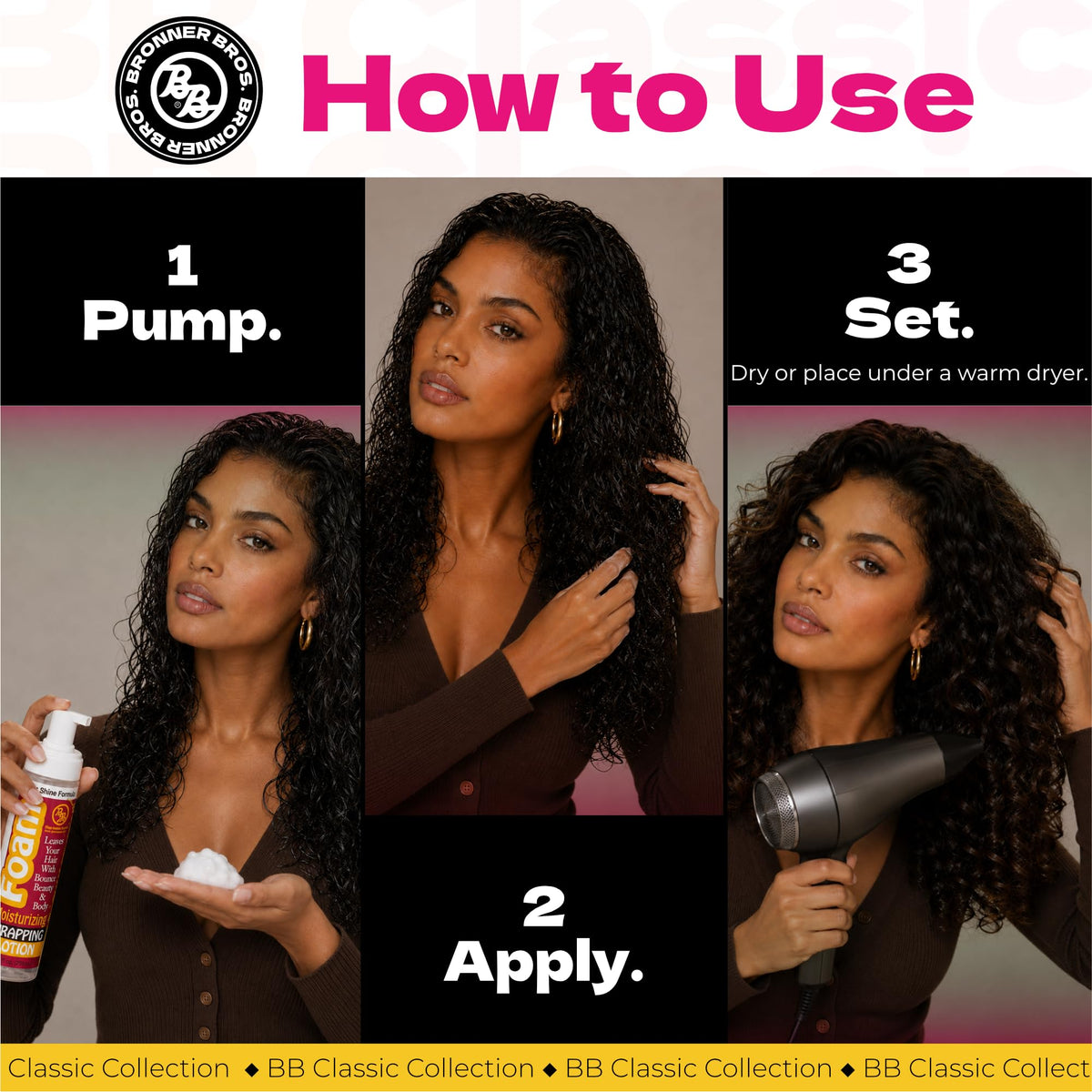 Bronner Bros stylist wrapping hair to show flexible hold during styling