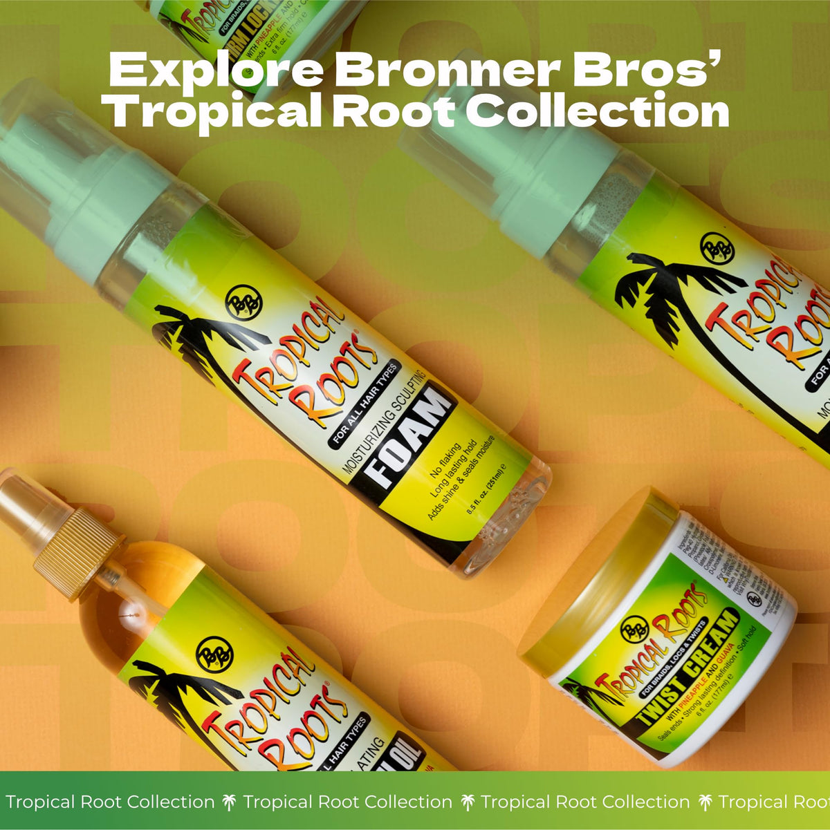 Bronner Bros tropical fragrance visual suggesting guava and pineapple scent