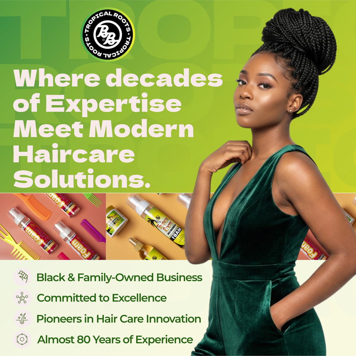 Bronner Bros on bathroom shelf in lifestyle setting implying daily use