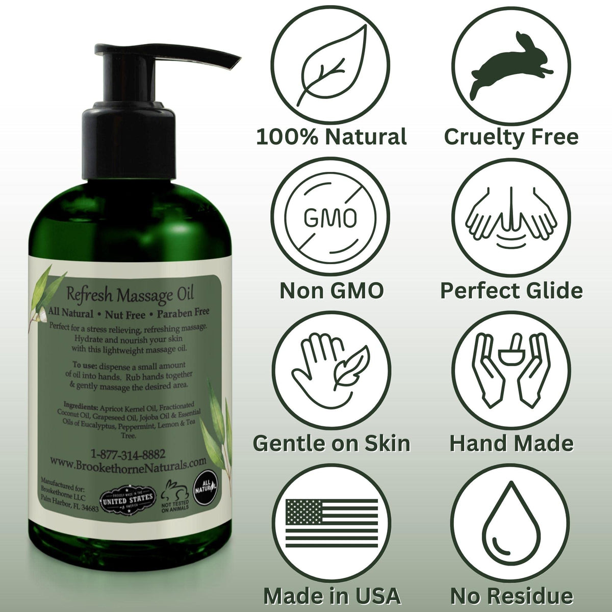 Brookethorne Naturals oil pouring from bottle showing smooth consistency
