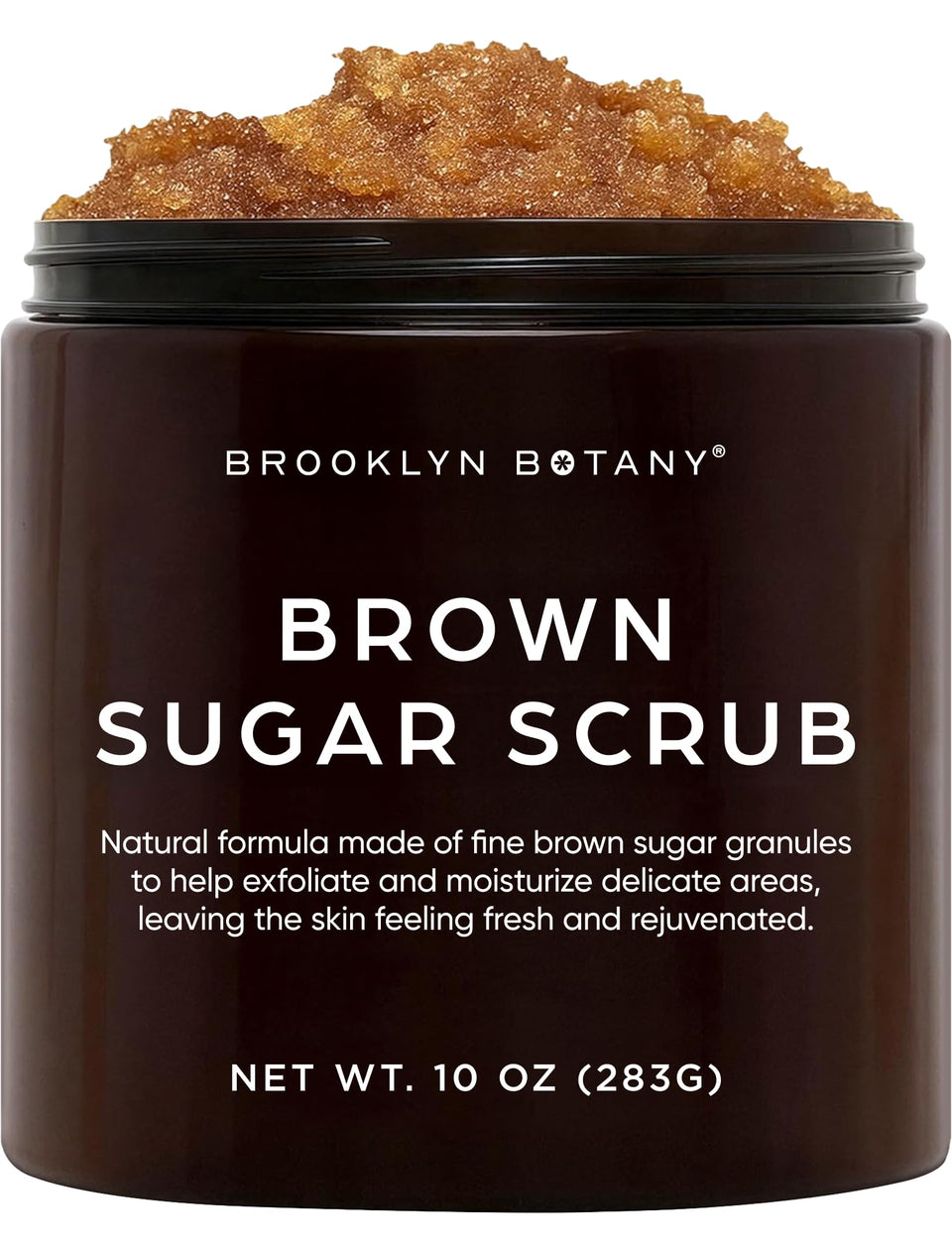 Brooklyn Botany jar front view showing label and 10 oz size, clear product benefit
