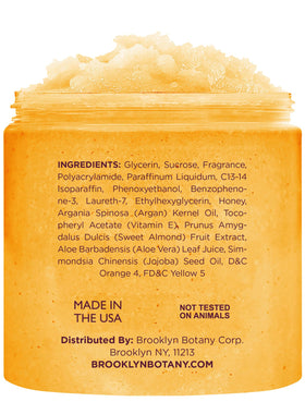Brooklyn Botany close-up of scrub texture showing sugar crystals and honey glide benefit