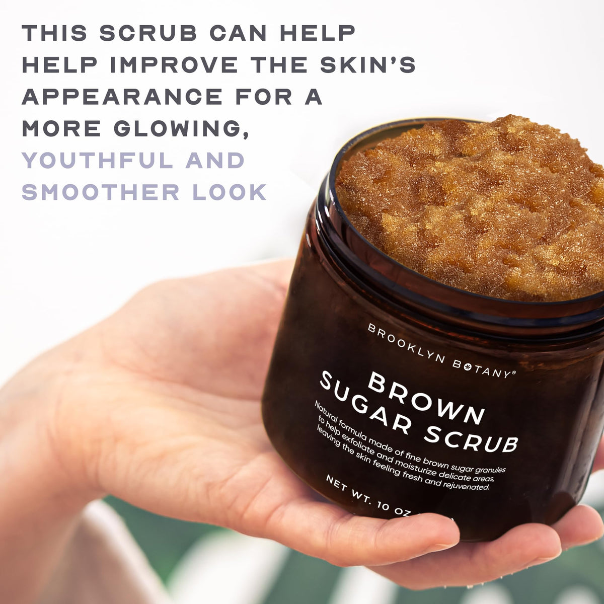 Brooklyn Botany scrub being applied to hand for smooth, hydrated skin