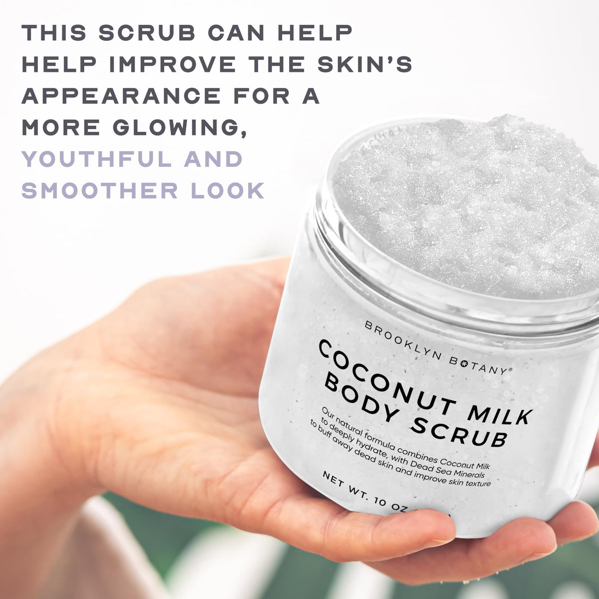 Brooklyn Botany hand applying scrub demonstrating smooth skin results