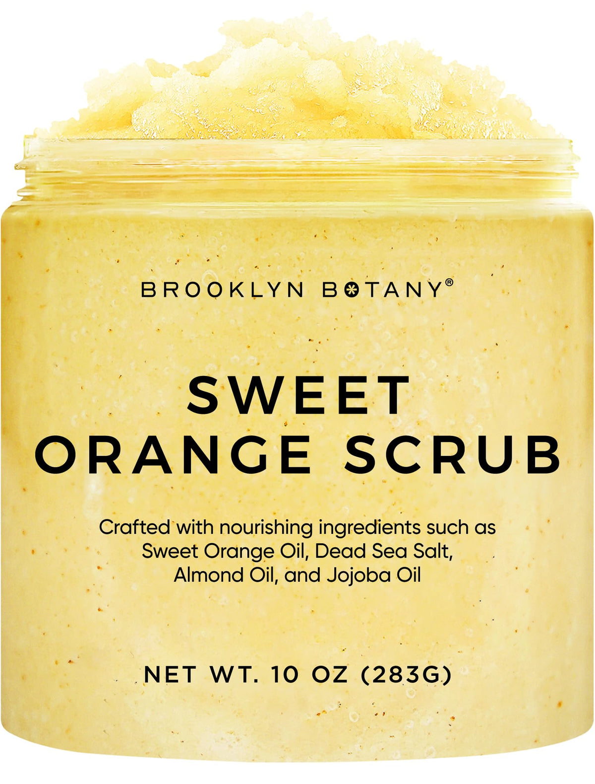 Brooklyn Botany jar front label visible, bright citrus scent and clear benefits