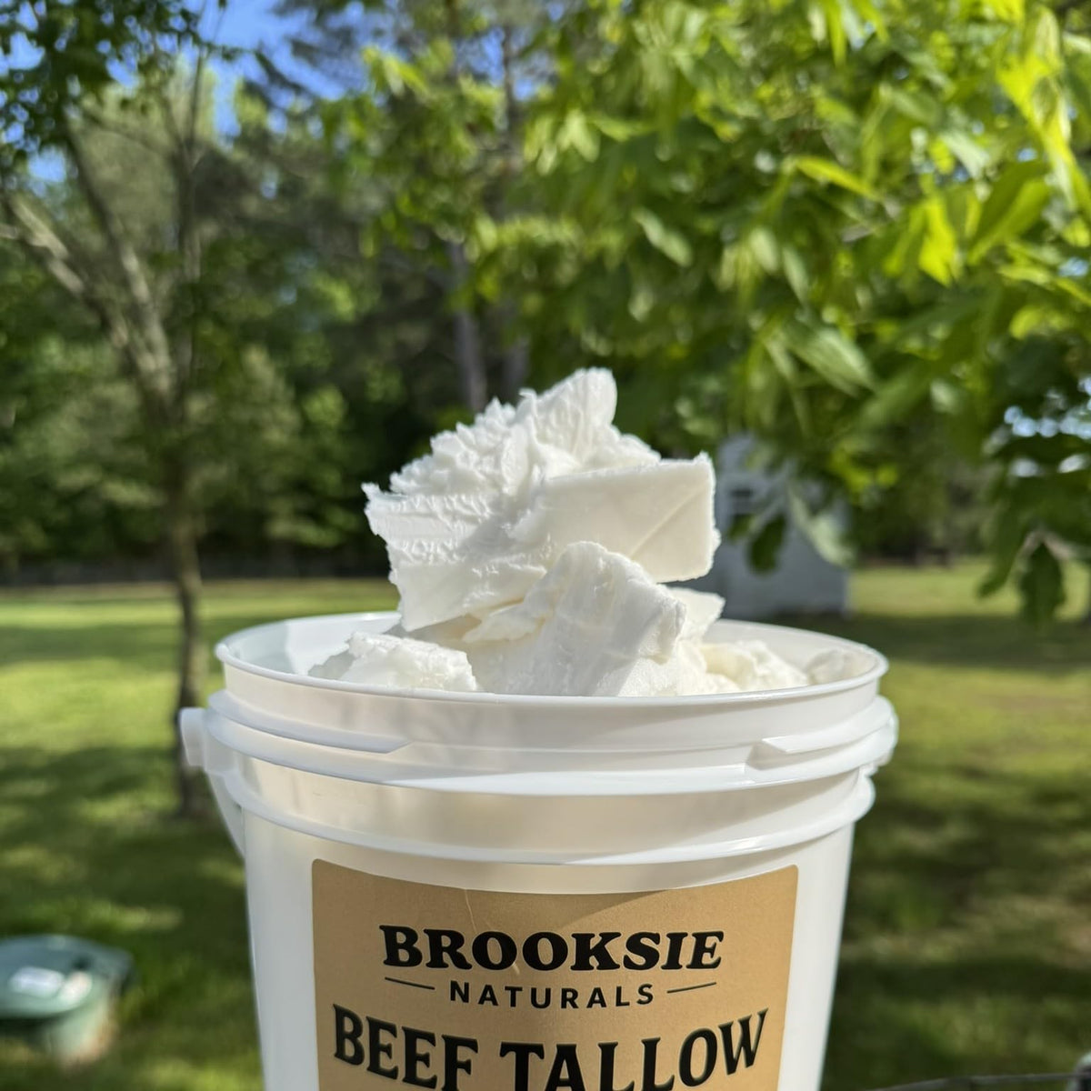 Brooksie Naturals close-up texture of firm, nearly white rendered tallow for blending