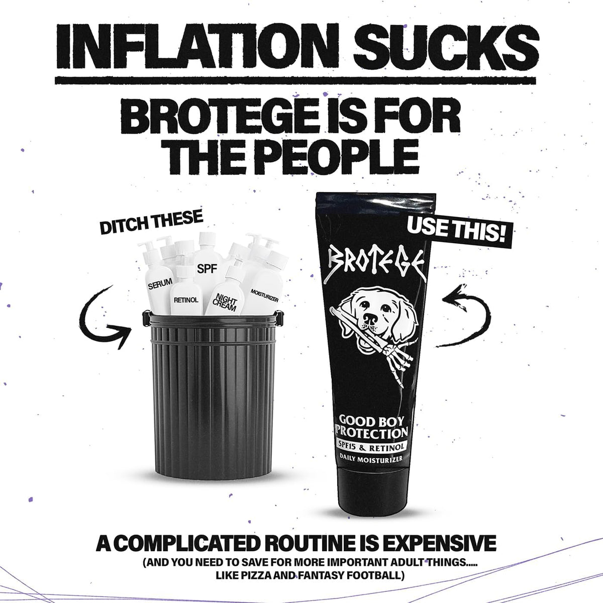 Brotege label detail highlighting retinol and SPF15 benefits