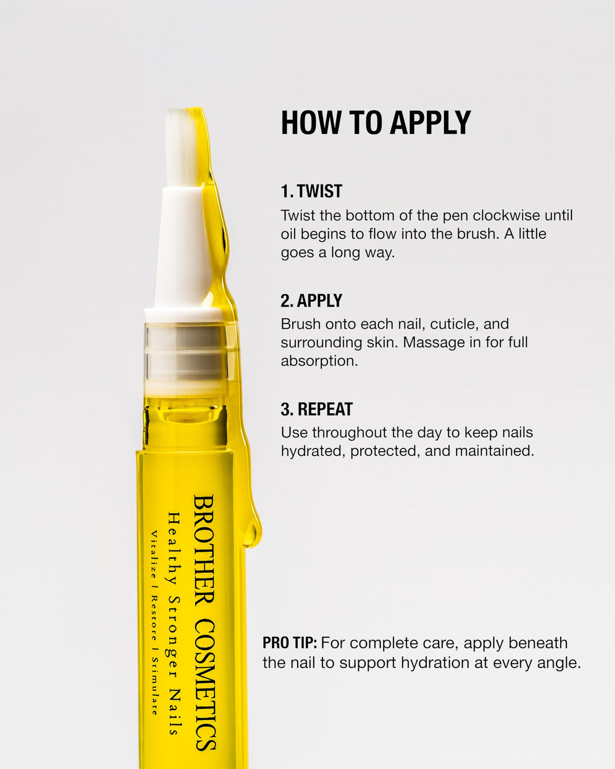 BROTHER oil drop texture showing lightweight, non-greasy absorption and shine