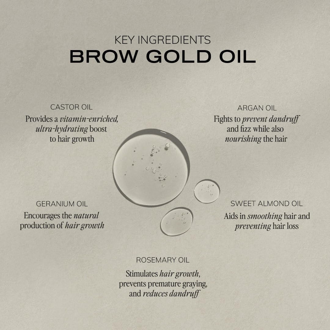 Brow Code dropper releasing oil, close-up texture for quick absorption benefit
