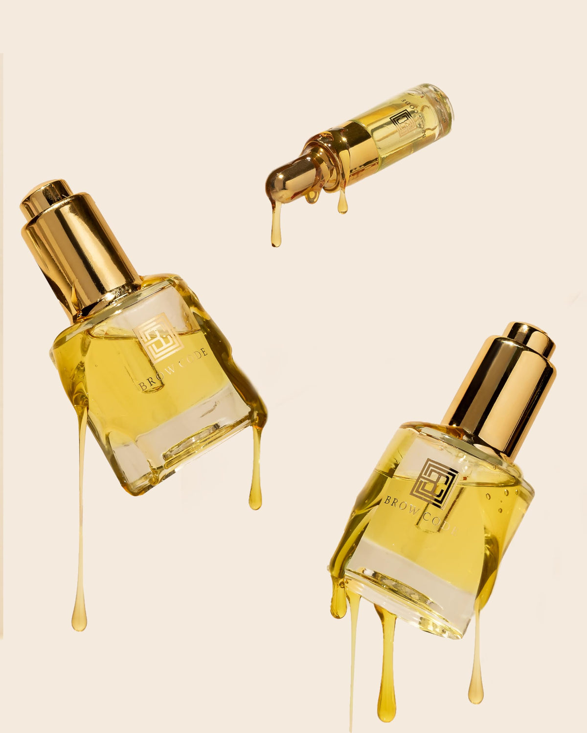Brow Code bottle next to ruler showing 5ml scale, travel-friendly size benefit