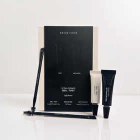Brow Code kit front view showing packaging and tools for precise shaping
