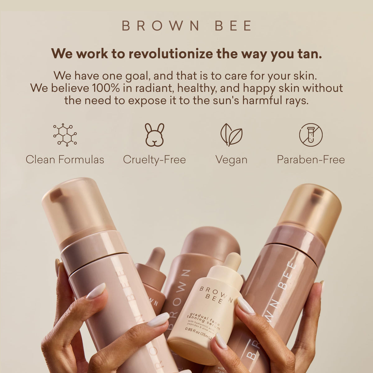 Brown Bee label close-up emphasizing hyaluronic acid and vitamin E