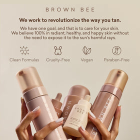 Brown Bee label close-up emphasizing hyaluronic acid and vitamin E