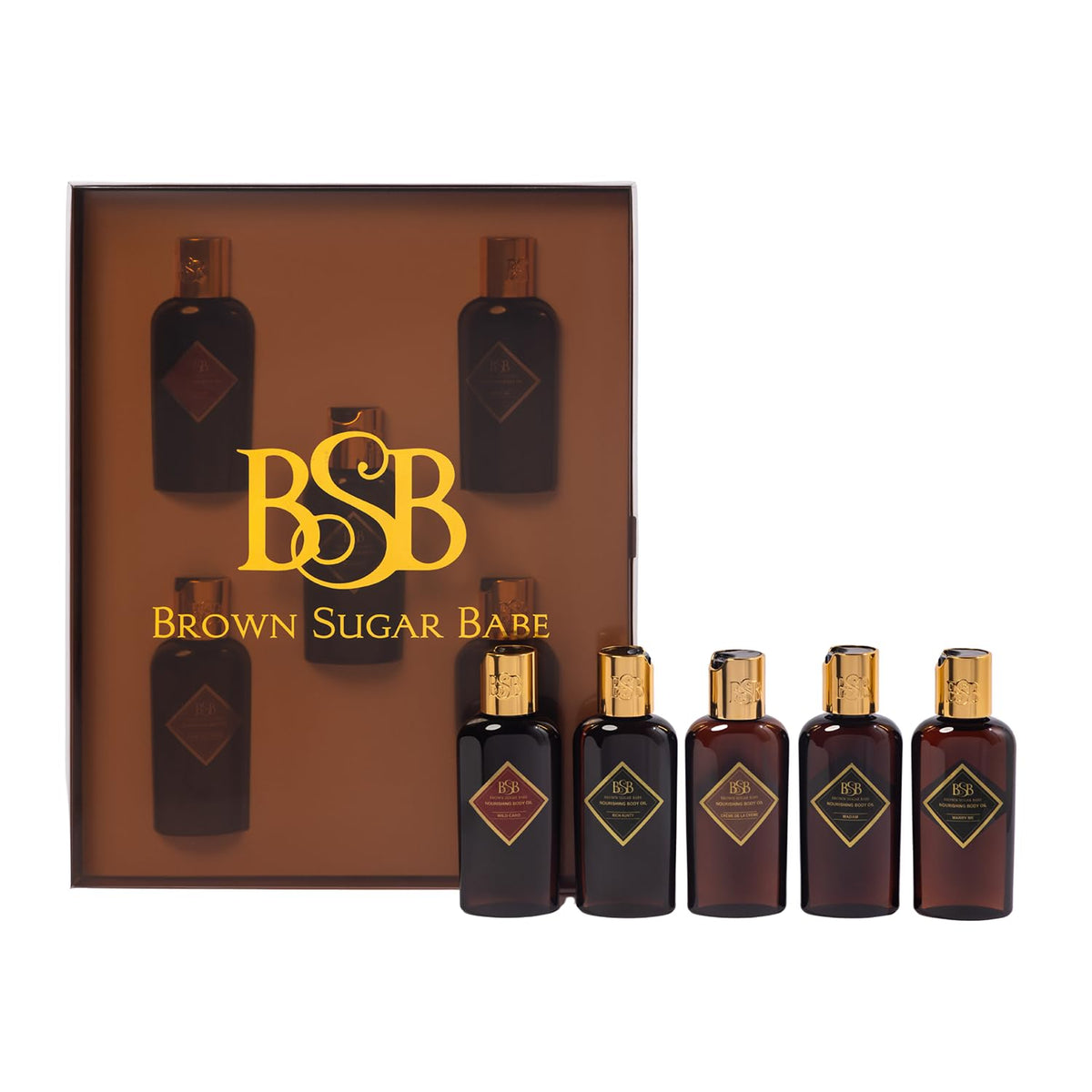 Brown Sugar Babe front packaging showing five-scent gift set and gifting appeal