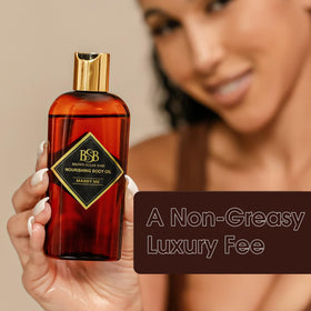 Brown Sugar Babe size comparison with hand showing portable bottle and travel-friendly benefit
