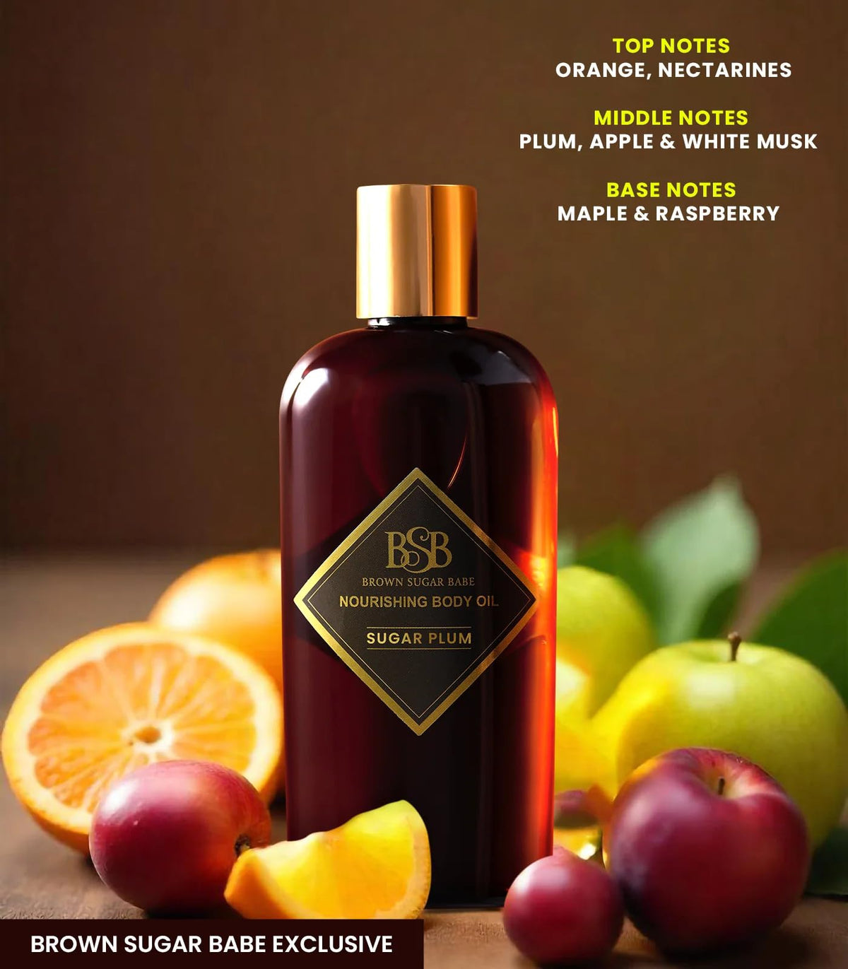 Brown Sugar Babe label detail highlighting scent notes and clean ingredients