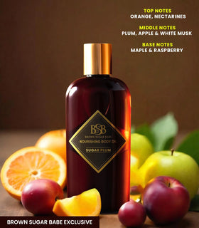 Brown Sugar Babe label detail highlighting scent notes and clean ingredients