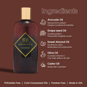 Brown Sugar Babe oil pour demonstration showing lightweight, non-greasy glide